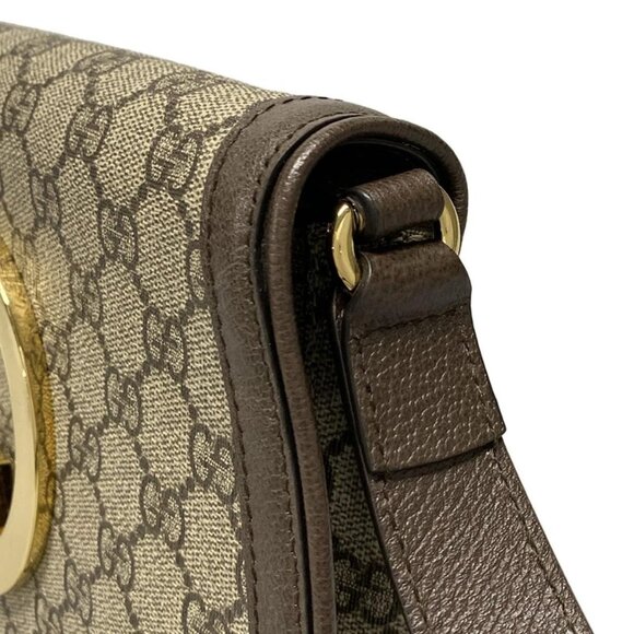 Auth GUCCI Blondy 699268 Beige Ebony Dark Brown PVC Leather Shoulder Bag - Picture 11 of 16